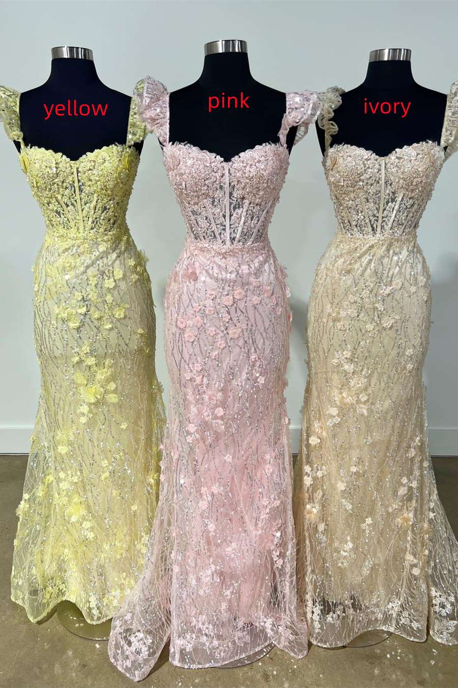 Ruffle Straps 3D Flower Mermaid Long Prom Dress - Image 7